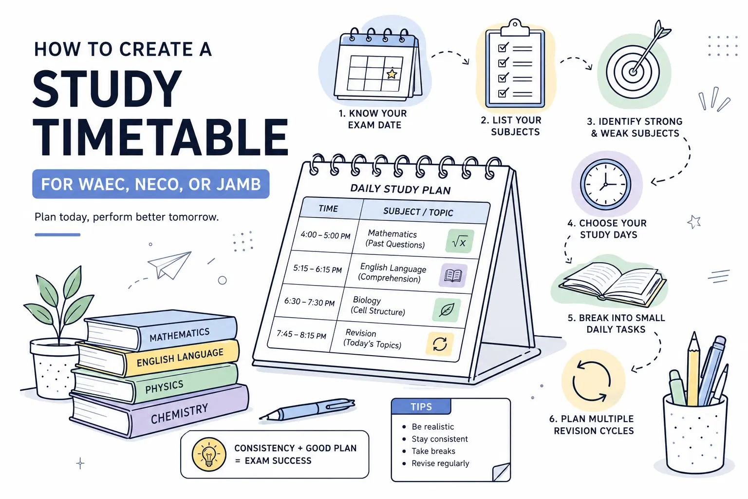 How to Create a Study Timetable for WAEC, NECO, or JAMB (Free Study Planner)